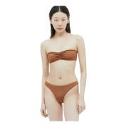 Strapless Gerimpeld Bikiniset Lido , Brown , Dames