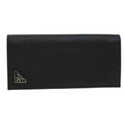 Pre-owned Leather wallets Prada Vintage , Black , Dames