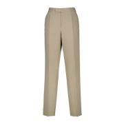 Wollen Plooi Broek Rechte Snit Dior , Beige , Heren