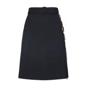 Zwarte Wolmix Geriemde Kilt Rok Burberry , Black , Dames