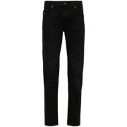 Zwarte Denim Slim Fit Jeans Diesel , Black , Heren