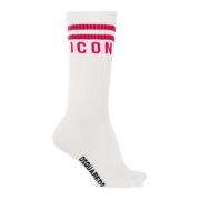 Katoenen sokken met logo Dsquared2 , White , Heren