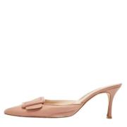 Pre-owned Leather sandals Manolo Blahnik Pre-owned , Beige , Dames