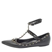 Pre-owned Leather flats Valentino Vintage , Black , Dames