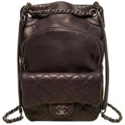 Pre-owned Leather backpacks Chanel Vintage , Brown , Dames