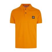 Oranje Polo Shirt met Compass Logo Stone Island , Orange , Heren
