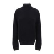 Zwarte Alpaca Sweater Hoge Hals Tom Ford , Black , Dames
