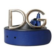 Blauw Leren Riem Metalen Gesp Dolce & Gabbana , Blue , Heren
