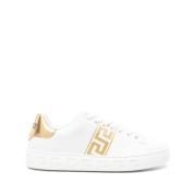 Ivory White Gold Sneakers Greca Geborduurd Versace , White , Dames