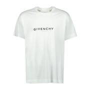 Logo Print Ronde Hals T-shirt Givenchy , White , Heren