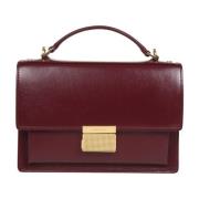 Bordeaux Leren Handtas Klep Sluiting Golden Goose , Red , Dames