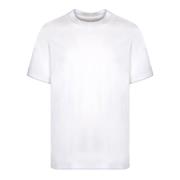 Witte Katoenen T-shirt Ronde Hals Korte Mouwen Brunello Cucinelli , Wh...