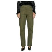 Multi-Pocket Twill Cargo Broek Paco Rabanne , Green , Dames