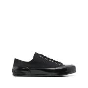 Zwarte Canvas Sneakers Ronde Neus Jil Sander , Black , Heren