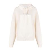 Witte Logo-Print Hoodie Sweater Jil Sander , White , Dames