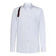Witte Stretch Katoenen Overhemd met Logo Tape Detail Alexander McQueen...