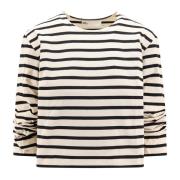 Beige Crew-neck T-shirt met Bloemenborduursel Tory Burch , Beige , Dam...