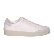 Witte Leren Sneakers Ronde Neus Rubberen Zool Canali , White , Heren