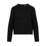 Zwarte Viscose Sweater met Open Rug Bottega Veneta , Black , Dames