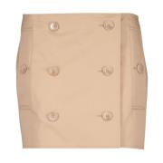 Korte trench in katoenen gabardine Burberry , Beige , Dames