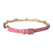 Kristal Ketting Leren Taille Riem Dolce & Gabbana , Pink , Dames