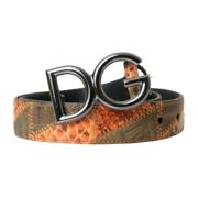 Python Leren Logo Gesp Riem Dolce & Gabbana , Multicolor , Heren