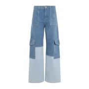 Blauwe Vintage Cutline Denim Jeans Ganni , Multicolor , Dames
