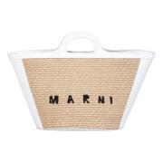 Tropicalia kleine tas in wit leer en raffia-effect stof Marni , Beige ...