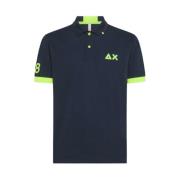 Fluorescerend Logo Polo in Marineblauw Sun68 , Blue , Heren