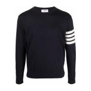 Blauwe 4-Bar Merino Wol Trui Thom Browne , Blue , Heren