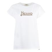 T-shirt met contrastlogo van katoen Herno , White , Dames