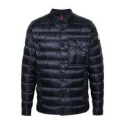 Blauwe Gewatteerde Shirtjas Moncler , Blue , Heren