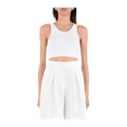 Geribbelde Crop Top met Elastische Zoom Hinnominate , White , Dames