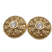 Pre-owned Metal earrings Chanel Vintage , Yellow , Dames