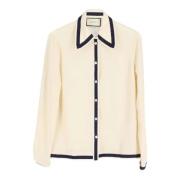 Pre-owned Silk tops Gucci Vintage , Beige , Dames