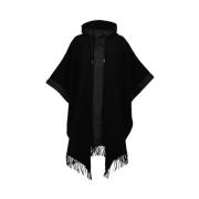 Gehaakte wollen cape met franje Moncler , Black , Dames