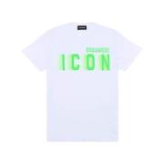 Fluorescerend Logo T-shirt Dsquared2 , White , Heren