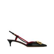 Zwarte VLogo-Plaque Slingback Pumps Valentino Garavani , Black , Dames