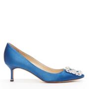 Pre-owned Satin heels Manolo Blahnik Pre-owned , Blue , Dames