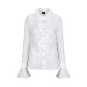 Elegante Kant Blouse met Gerimpelde Mouwen Radical , White , Dames