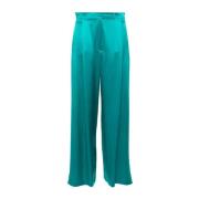 Groene Zijden Wijde Broek Max Mara , Green , Dames