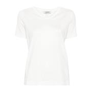 Wit Katoenen T-shirt met Geborduurd Logo Max Mara , White , Dames