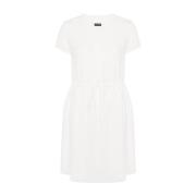 Witte Crepe Jurk Ronde Hals Korte Mouwen Emporio Armani , White , Dame...