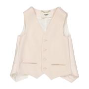 Mouwloos wollen vest met zijden achterkant Fendi , Beige , Dames