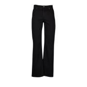 Hoge taille denim jeans met metalen logo Dolce & Gabbana , Black , Dam...