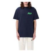 Navy Grafische Print Crew Neck T-Shirt Palm Angels , Blue , Heren