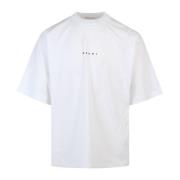 Logo Print Katoenen T-Shirt Marni , White , Heren