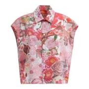 Poplin mouwloze shirt met requiem print Marni , Multicolor , Dames