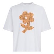 katoenen t-shirt met woordzoeker bloemenprint Marni , White , Heren