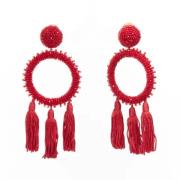 Pre-owned Fabric earrings Oscar De La Renta Pre-owned , Red , Dames